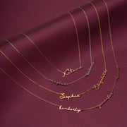 Thin Font Two Name Handwriting Necklace  Custom Mothers Necklace